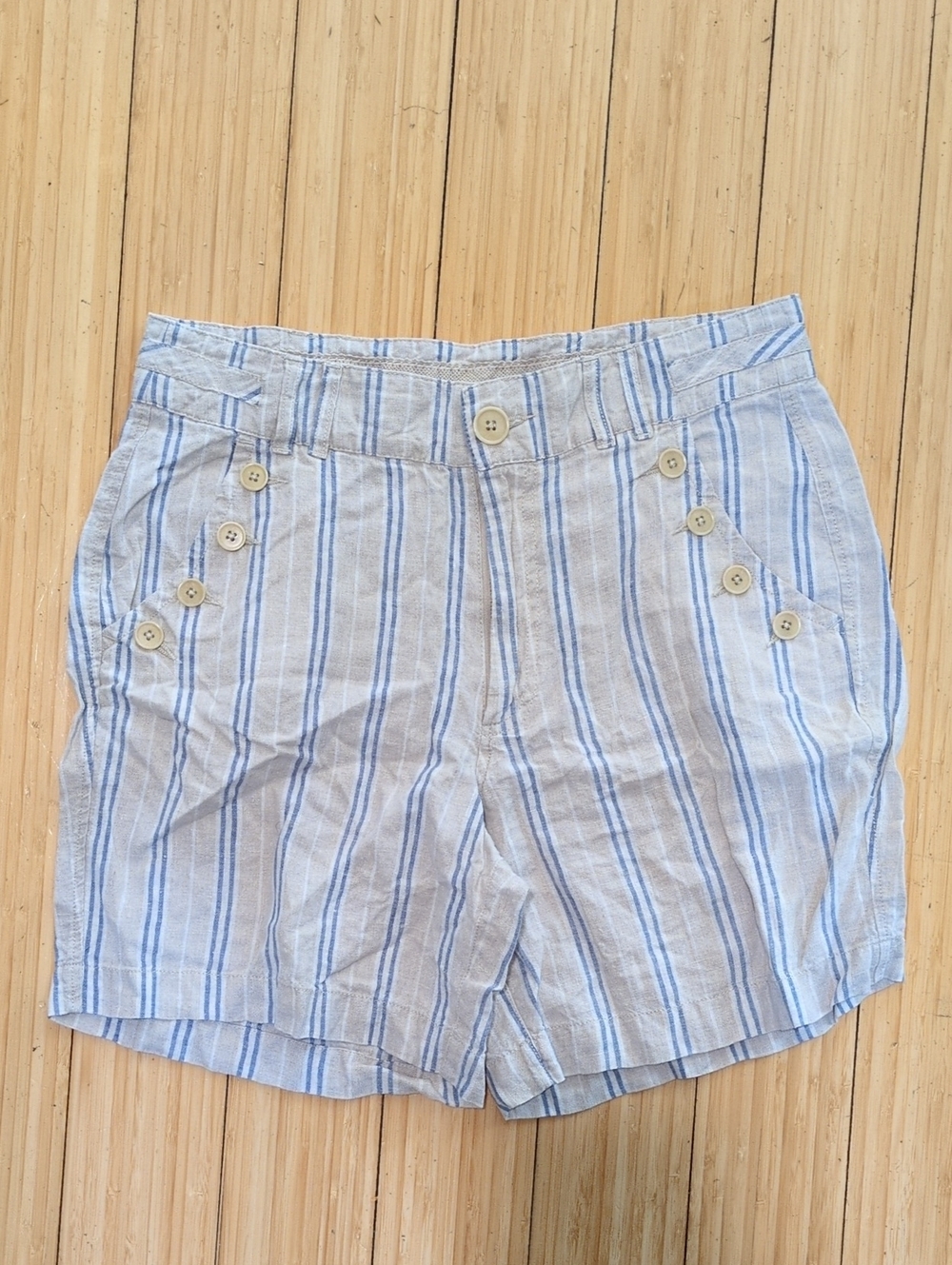 Sundance Blue & White Striped Women's Linen Shorts